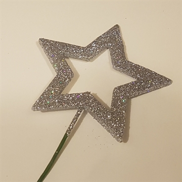 Stor åben glitter stjerne sølv